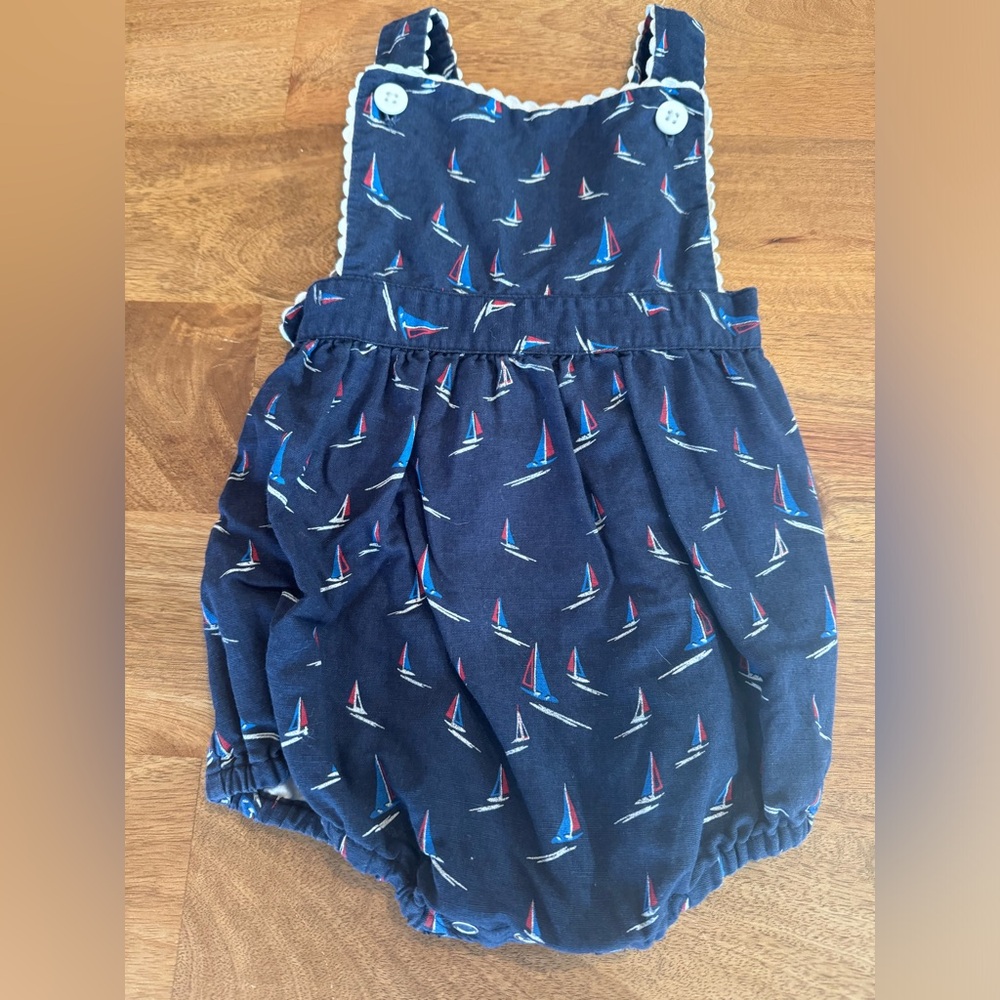 Maddie and Connor sailboat romper in 12 months